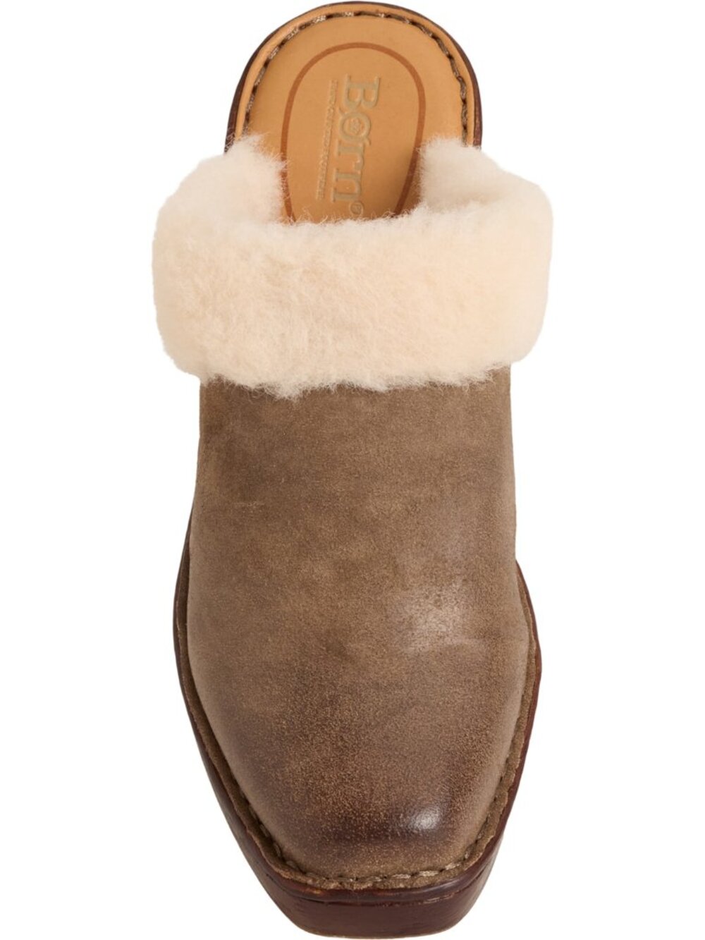 BORN Hope SHEEPSKIN Shearling Lined Heeled Clogs Leather 462sn NEW in box - Picture 4 of 6